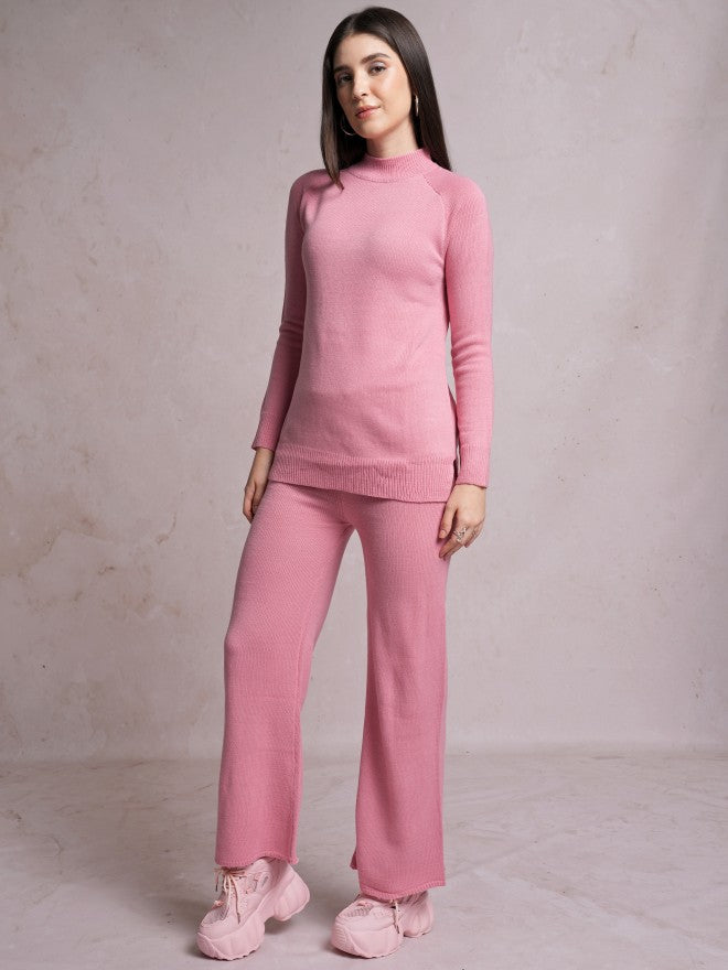 Tokyo Talkies Women Pink Sweater With Trouser - Pink - Image 2