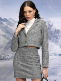 Tokyo Talkies Women Black/White Coat With Skirt Co-Ords - Black - Image 1