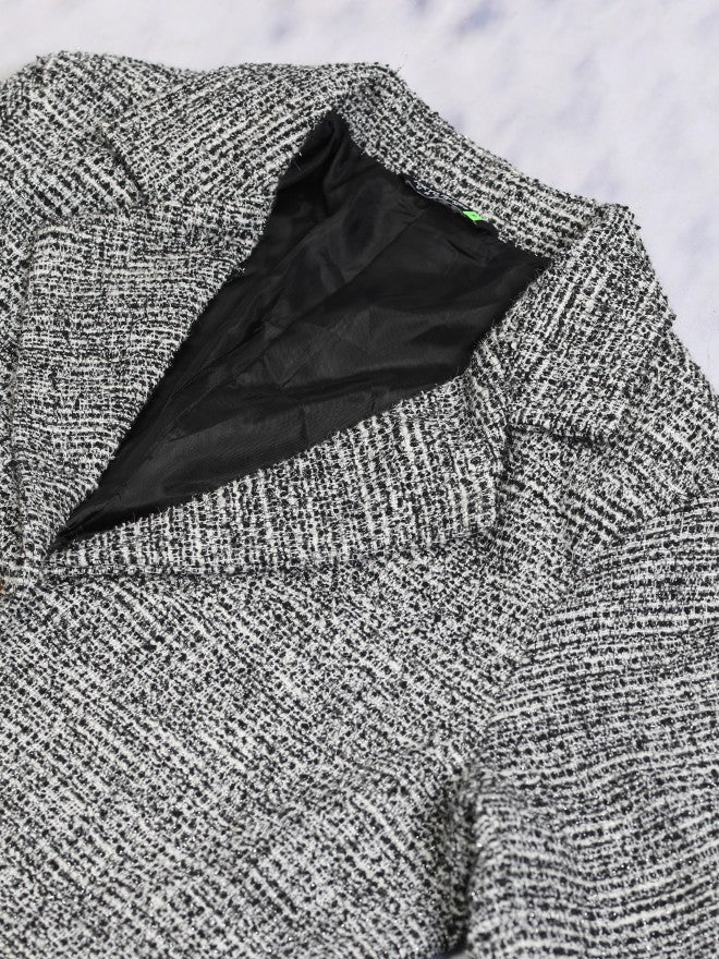 Tokyo Talkies Women Black/White Coat With Skirt Co-Ords - Black - Image 9
