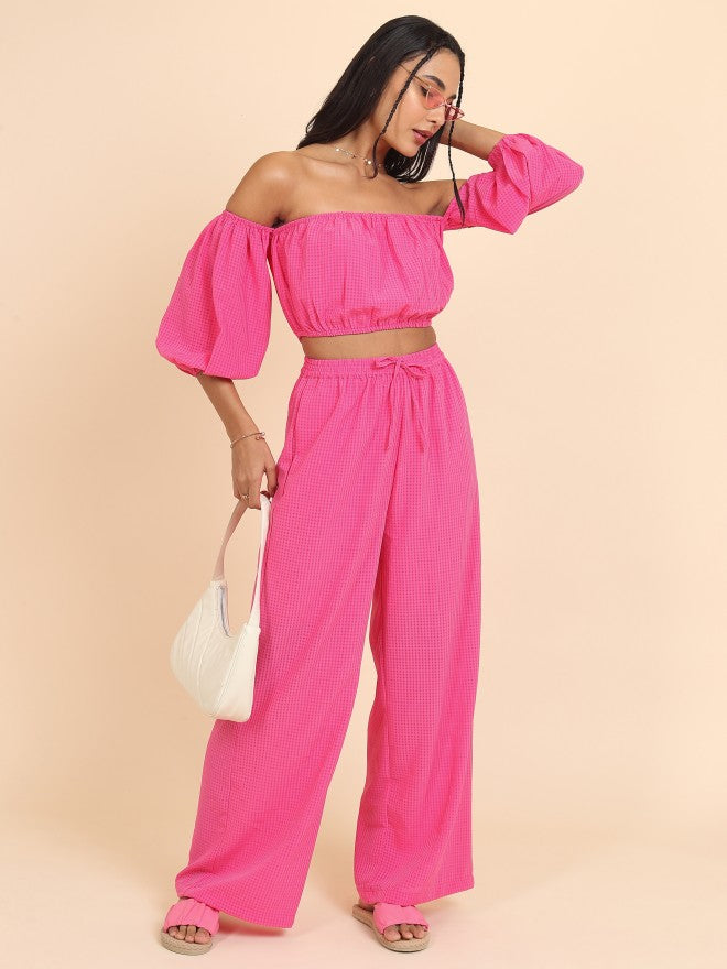 Tokyo Talkies Women Pink Top With Trouser - Pink - Image 1