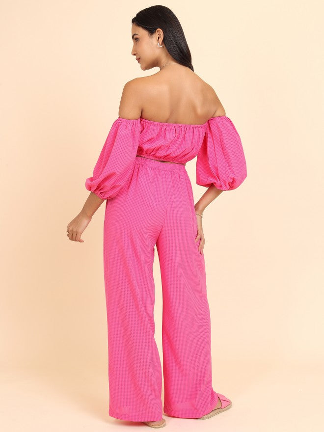 Tokyo Talkies Women Pink Top With Trouser - Pink - Image 3