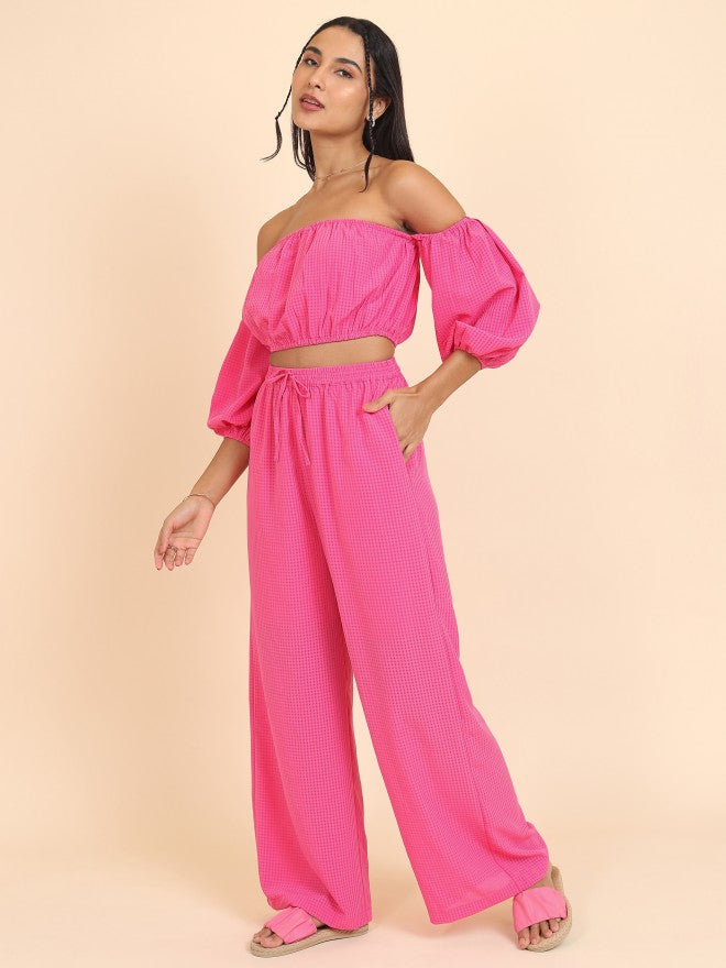 Tokyo Talkies Women Pink Top With Trouser - Pink - Image 4