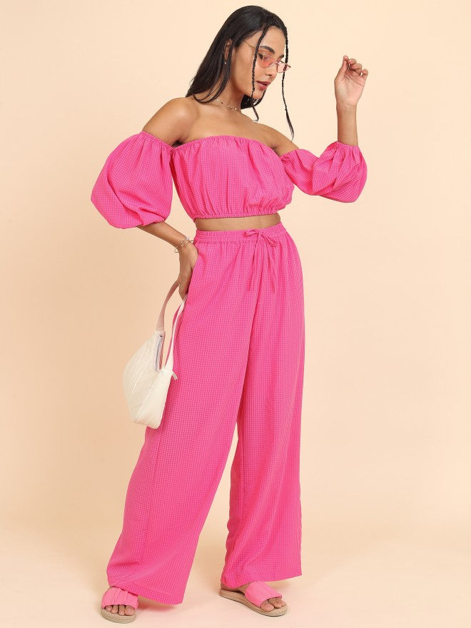 Tokyo Talkies Women Pink Top With Trouser - Pink - Image 6