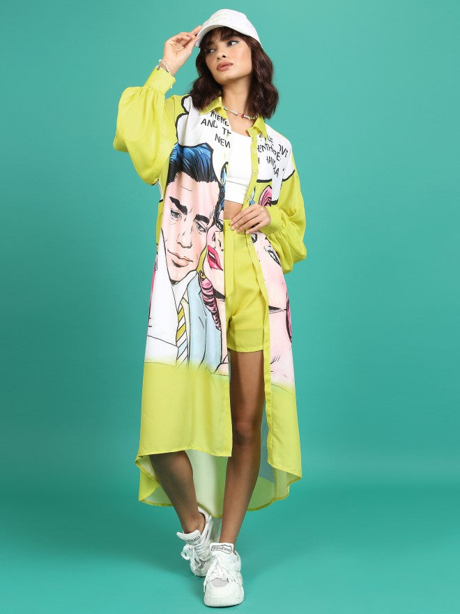 Tokyo Talkies Women Yellow Shirt With Short - Yellow - Image 1