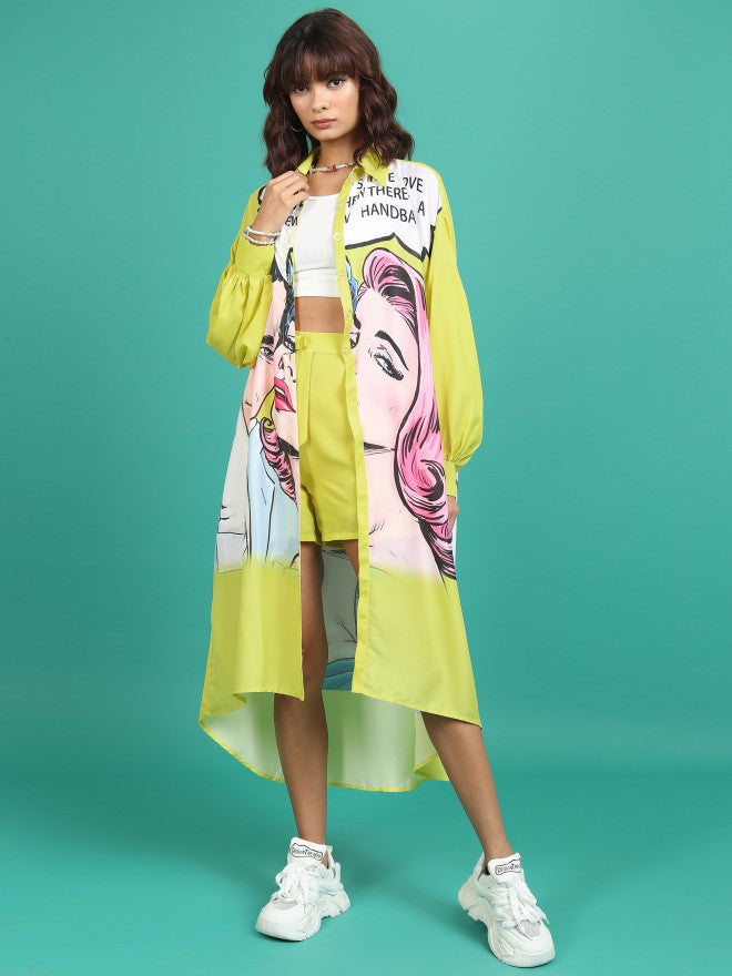 Tokyo Talkies Women Yellow Shirt With Short - Yellow - Image 2