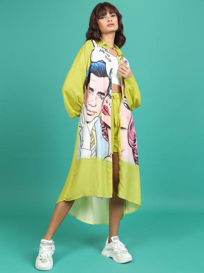 Tokyo Talkies Women Yellow Shirt With Short - Yellow - Image 4