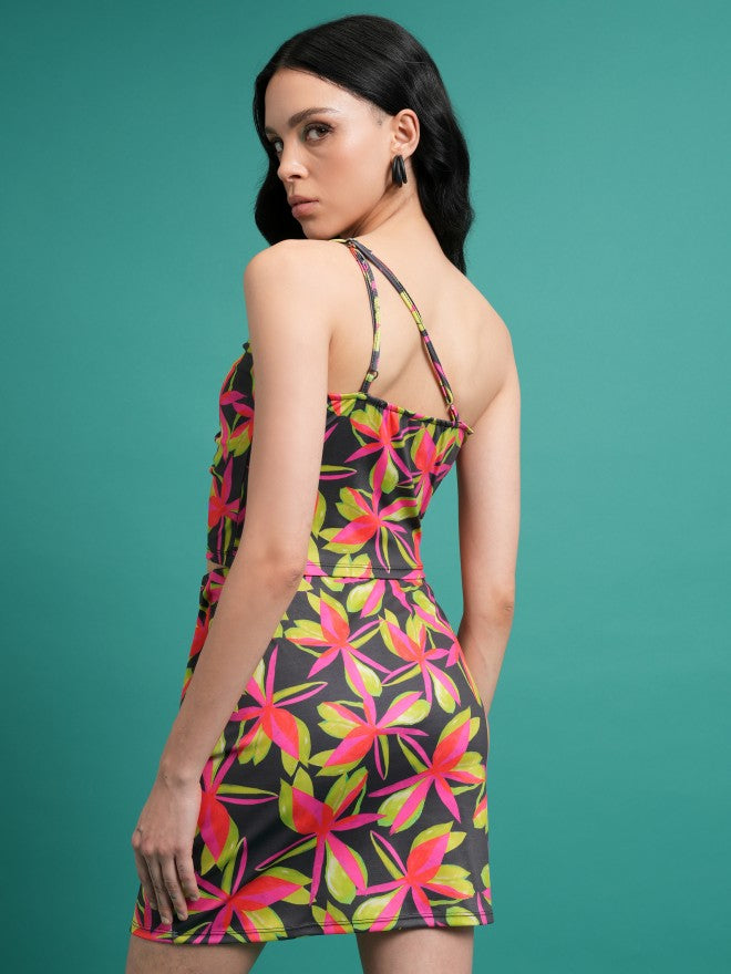 Tokyo Talkies Women Pink Black Multi Top With Skirt Co-Ords - Pink - Image 3