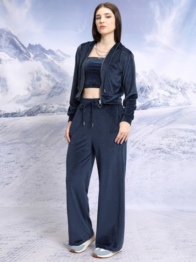 Tokyo Talkies Women Teal Sweatshirt With Trouser - Teal - Image 2
