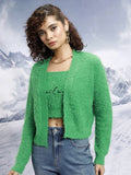 Tokyo Talkies Women Green Sweater With Top Co-Ords - Green - Image 1
