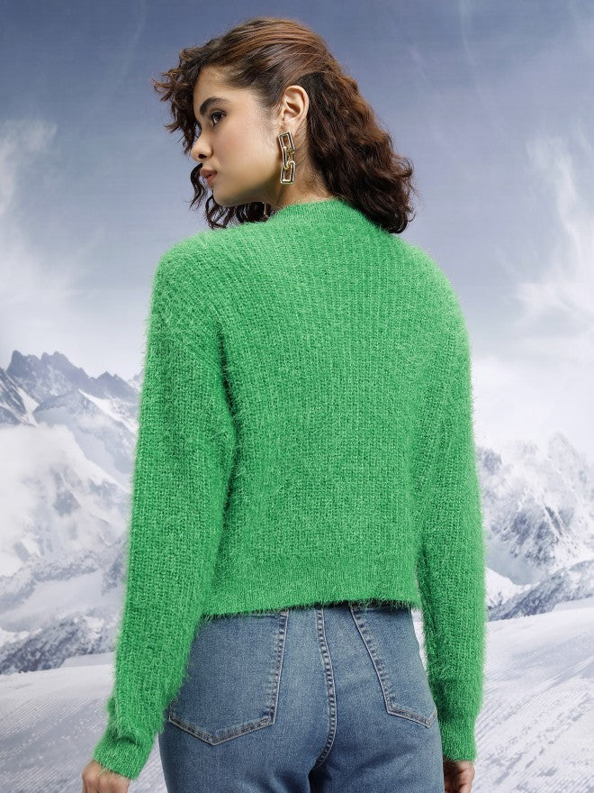 Tokyo Talkies Women Green Sweater With Top Co-Ords - Green - Image 3