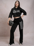 Tokyo Talkies Women Black Sweatshirt With Trouser Co-Ords - Black - Image 1