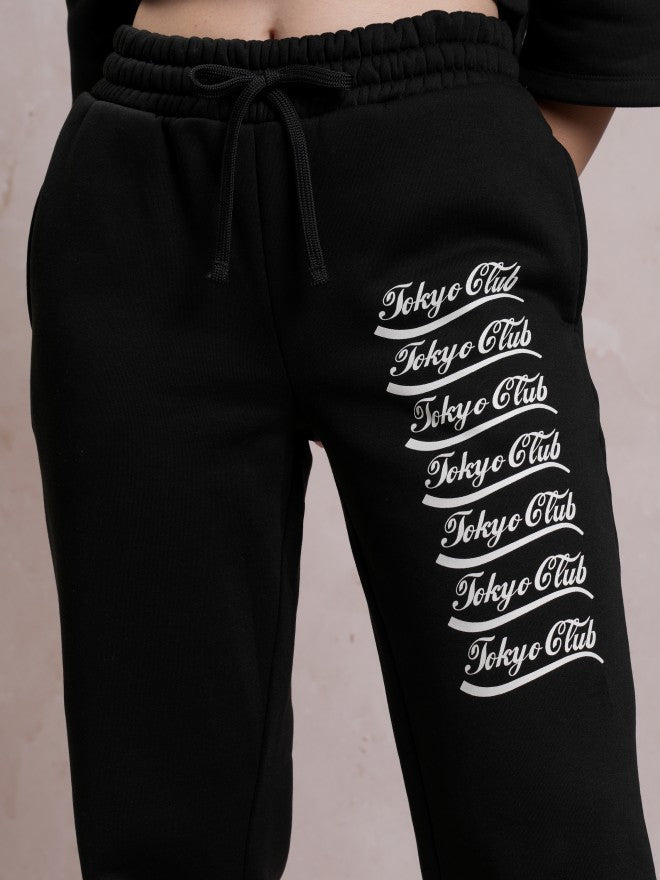 Tokyo Talkies Women Black Sweatshirt With Trouser Co-Ords - Black - Image 6