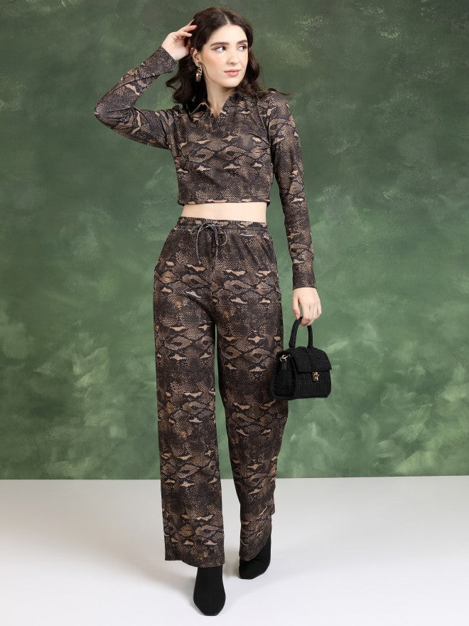 Tokyo Talkies Women Brown Top With Trouser - Brown - Image 1