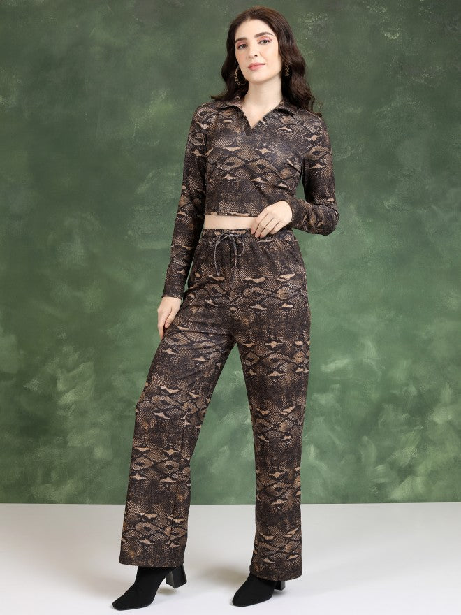 Tokyo Talkies Women Brown Top With Trouser - Brown - Image 2