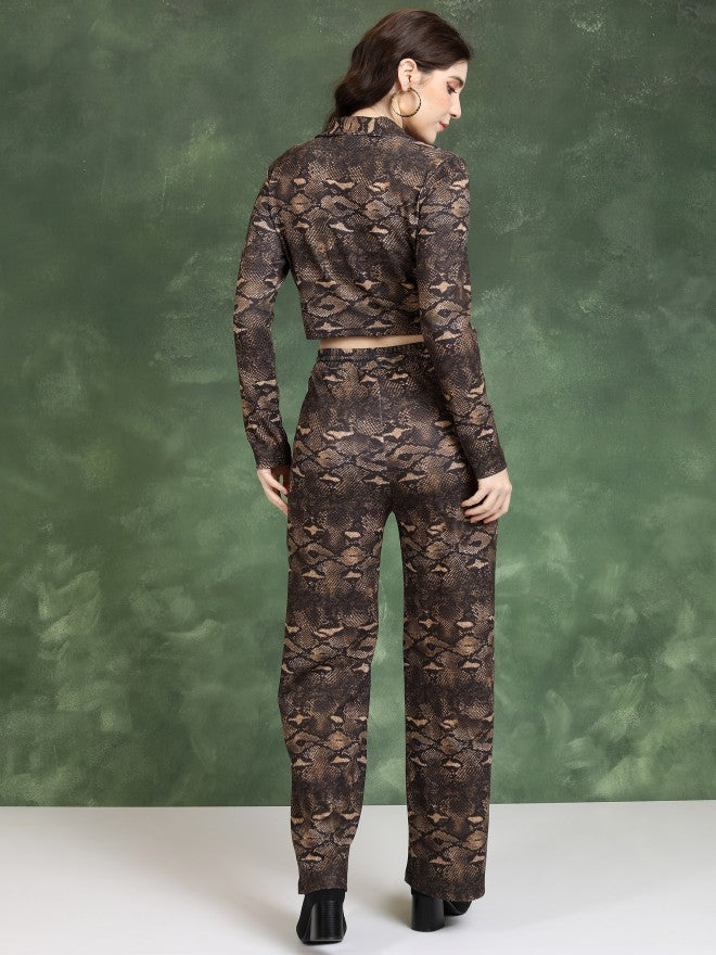 Tokyo Talkies Women Brown Top With Trouser - Brown - Image 3