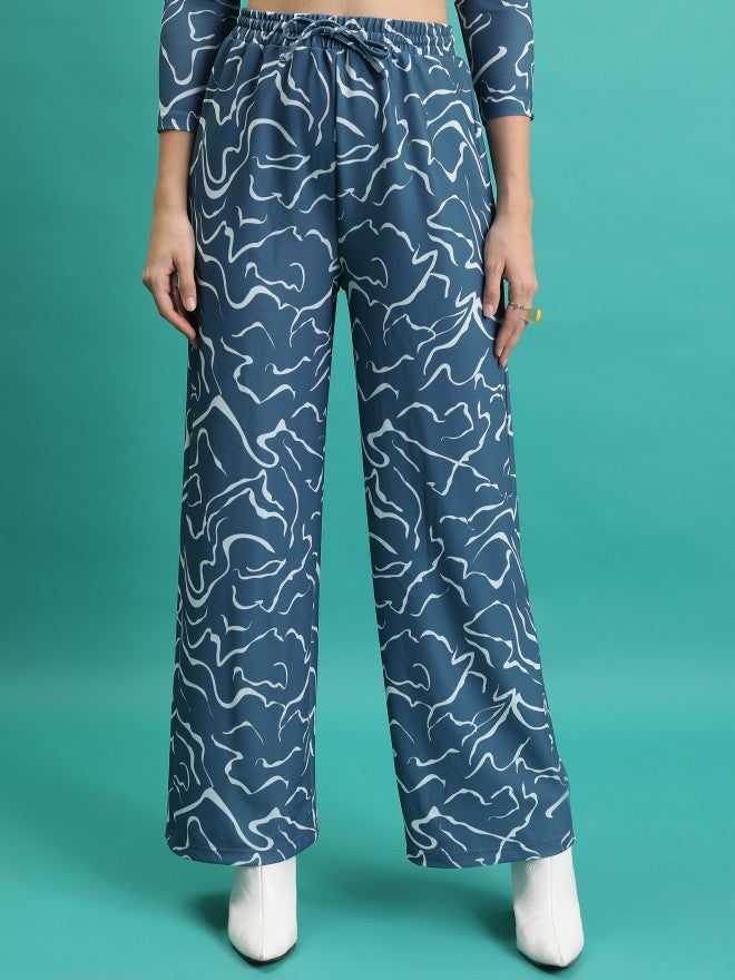 Tokyo Talkies Women Blue/White Top With Trousers Co-Ords - Blue - Image 7