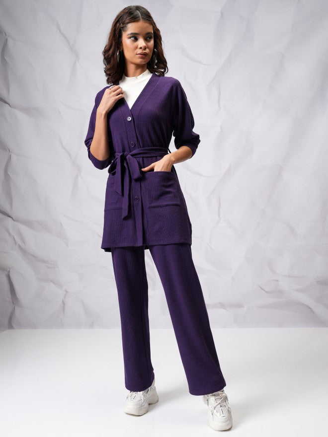 Tokyo Talkies Women Navy Blue Top With Trouser - Navy Blue - Image 1