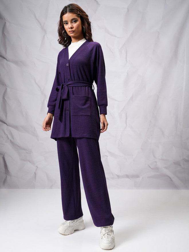 Tokyo Talkies Women Navy Blue Top With Trouser - Navy Blue - Image 2