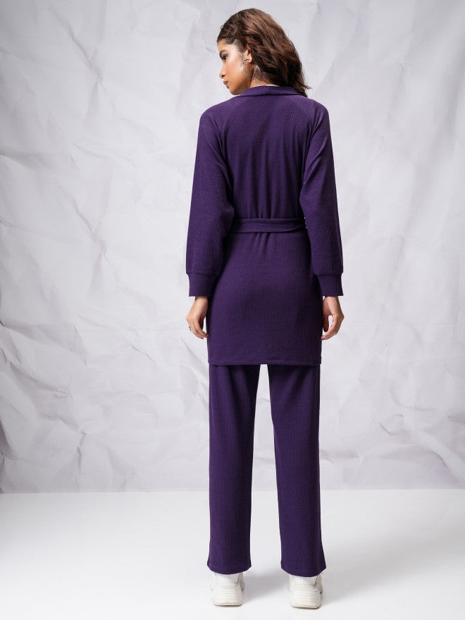 Tokyo Talkies Women Navy Blue Top With Trouser - Navy Blue - Image 3