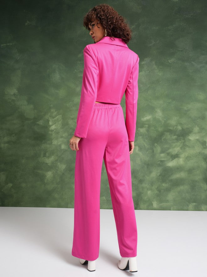 Tokyo Talkies Women Pink Coat With Trousers Co-Ords - Pink - Image 3