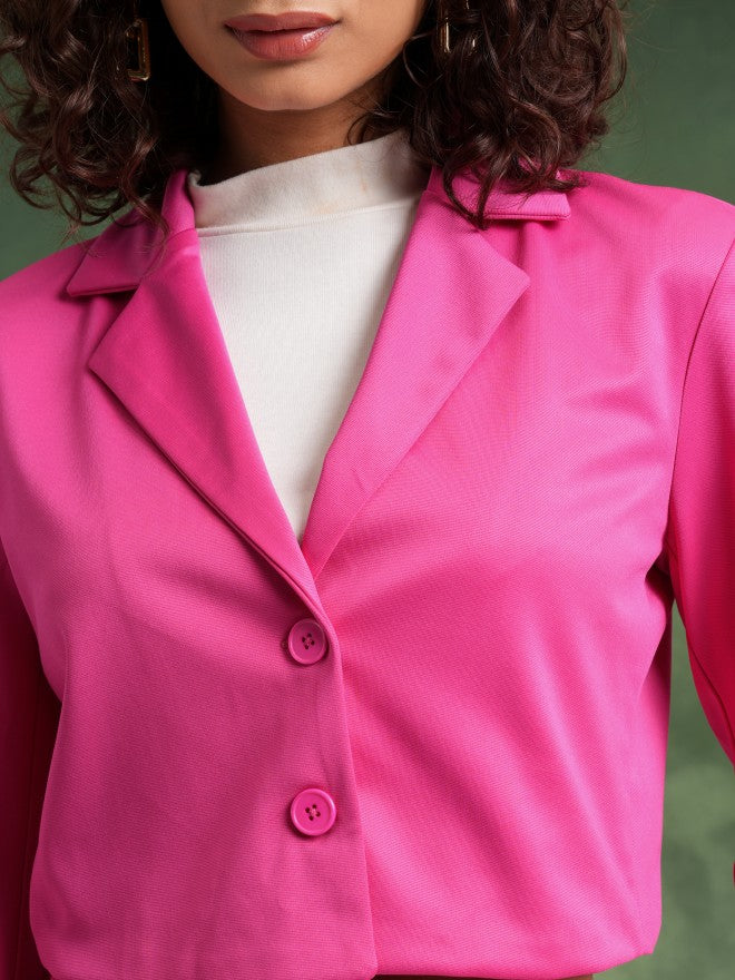 Tokyo Talkies Women Pink Coat With Trousers Co-Ords - Pink - Image 5