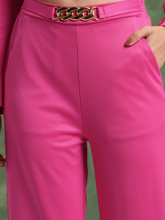 Tokyo Talkies Women Pink Coat With Trousers Co-Ords - Pink - Image 7