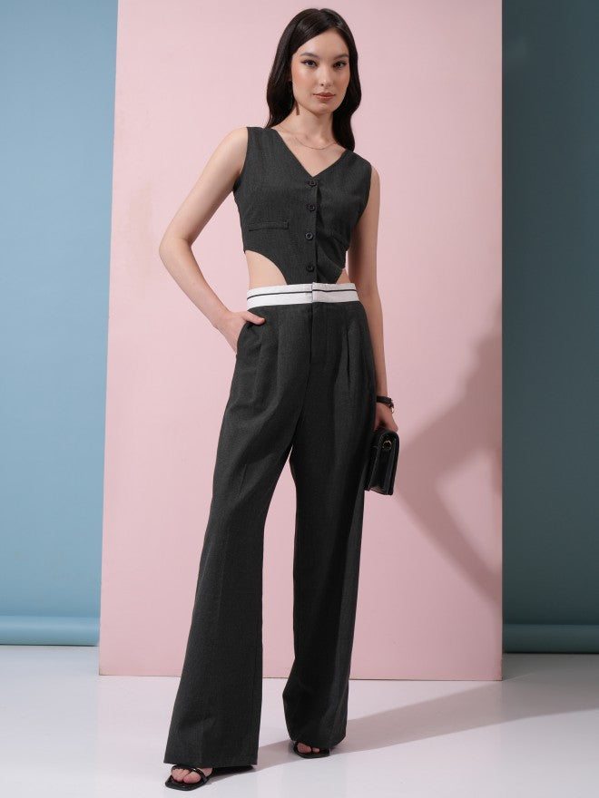 Tokyo Talkies Women Charcoal Top With Trouser - Charcoal - Image 1