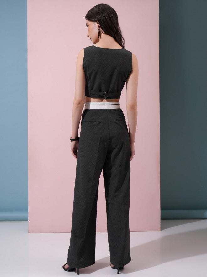 Tokyo Talkies Women Charcoal Top With Trouser - Charcoal - Image 3