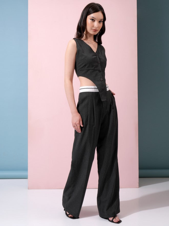 Tokyo Talkies Women Charcoal Top With Trouser - Charcoal - Image 4