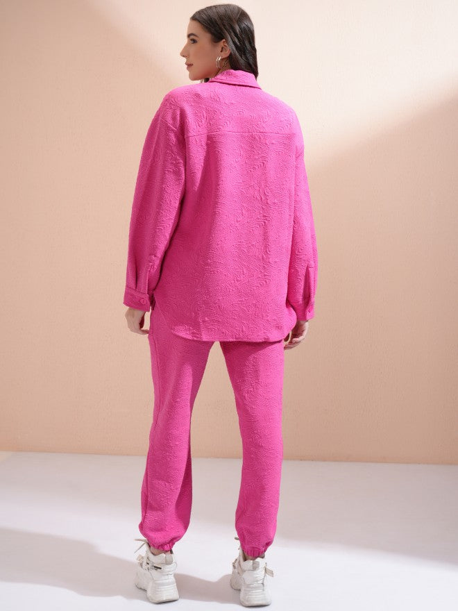 Tokyo Talkies Women Pink Shirt With Trouser - Pink - Image 3