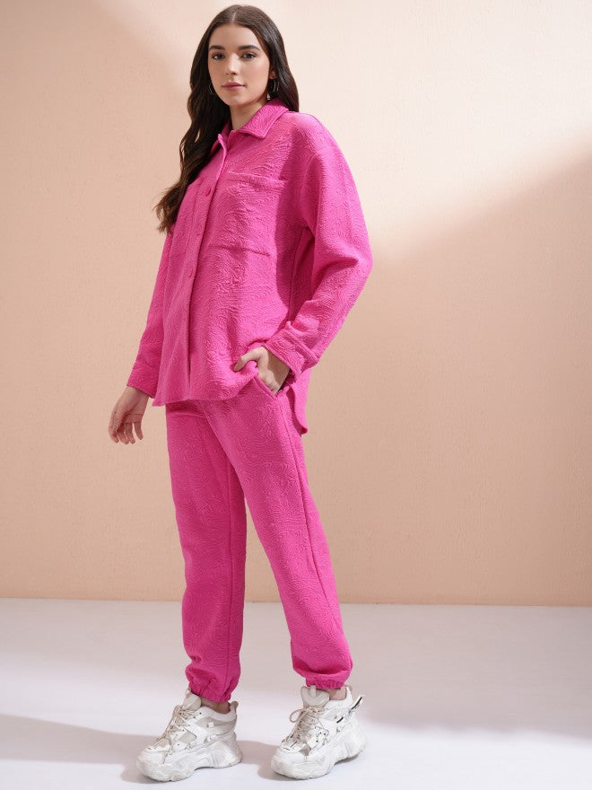 Tokyo Talkies Women Pink Shirt With Trouser - Pink - Image 4