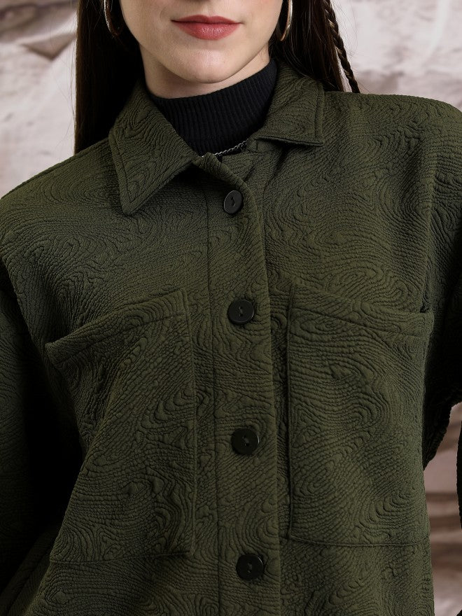 Tokyo Talkies Women Green Shirt With Trouser Co-Ords - Green - Image 5