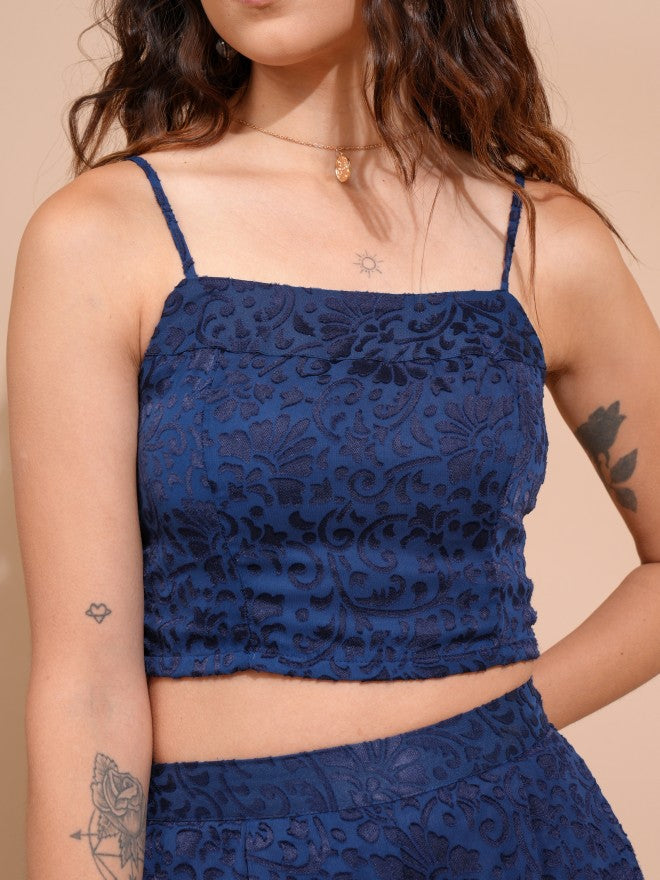 Tokyo Talkies Women Navy Blue Top With Trousers Co-Ords - Navy Blue - Image 5