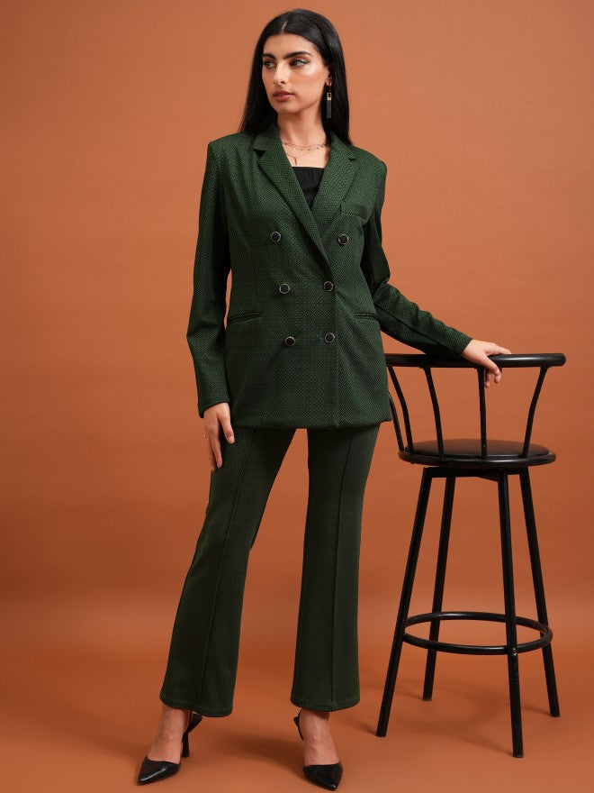 Tokyo Talkies Women Green Blazer With Trouser - Green - Image 1