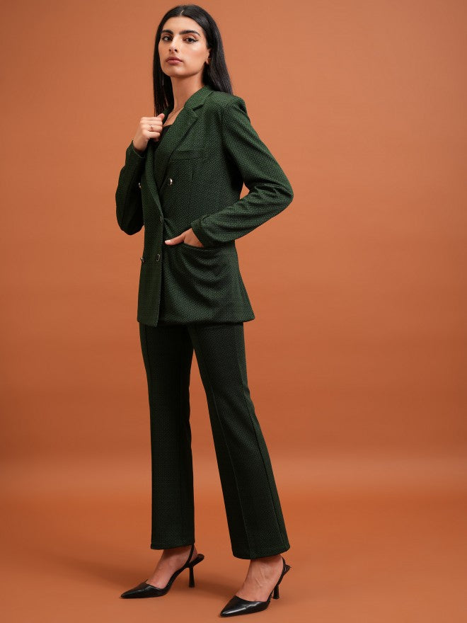 Tokyo Talkies Women Green Blazer With Trouser - Green - Image 2