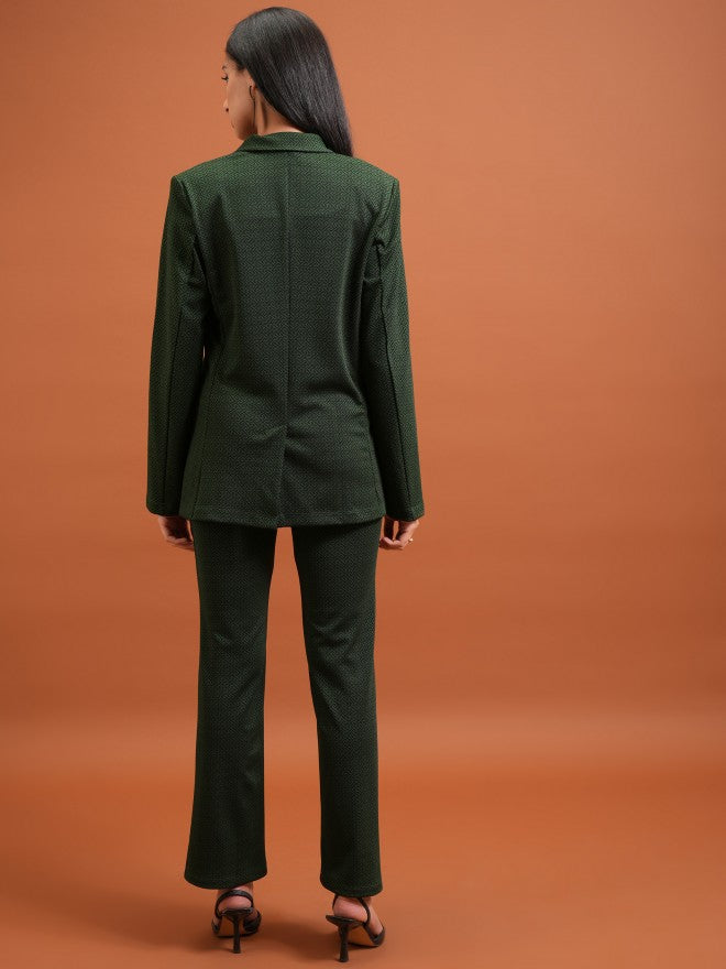 Tokyo Talkies Women Green Blazer With Trouser - Green - Image 3