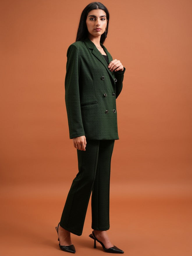 Tokyo Talkies Women Green Blazer With Trouser - Green - Image 4