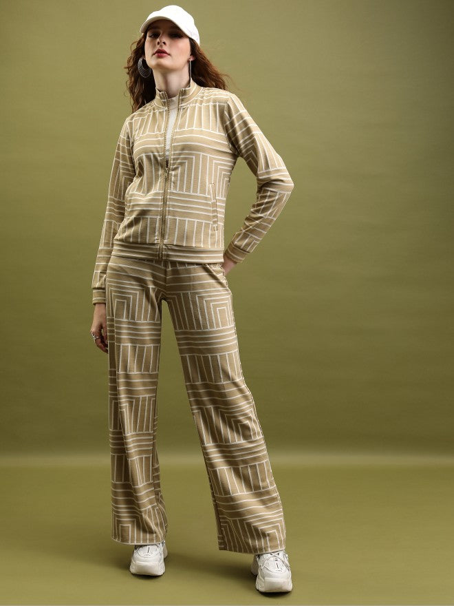 Women Jacket With Trouser Co-Ords - Tan - Image 1