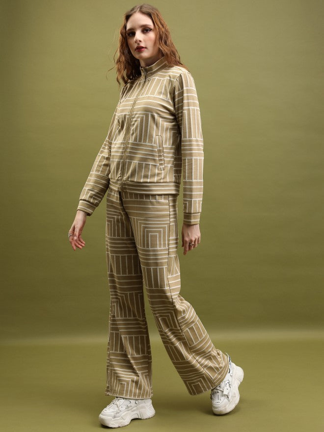 Women Jacket With Trouser Co-Ords - Tan - Image 2