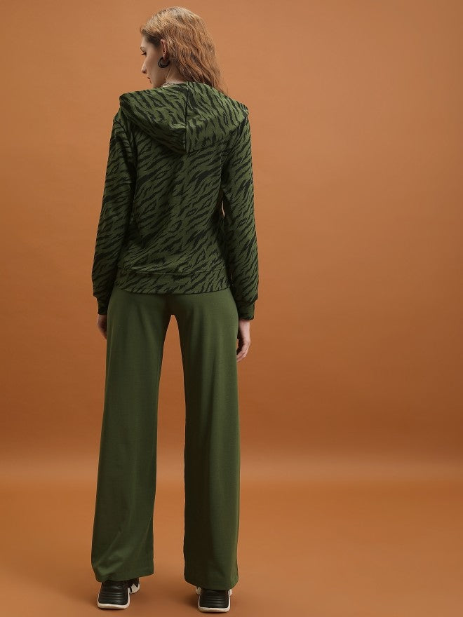 Tokyo Talkies Women Green/Black Sweatshirt With Trouser Co-Ords - Green - Image 3