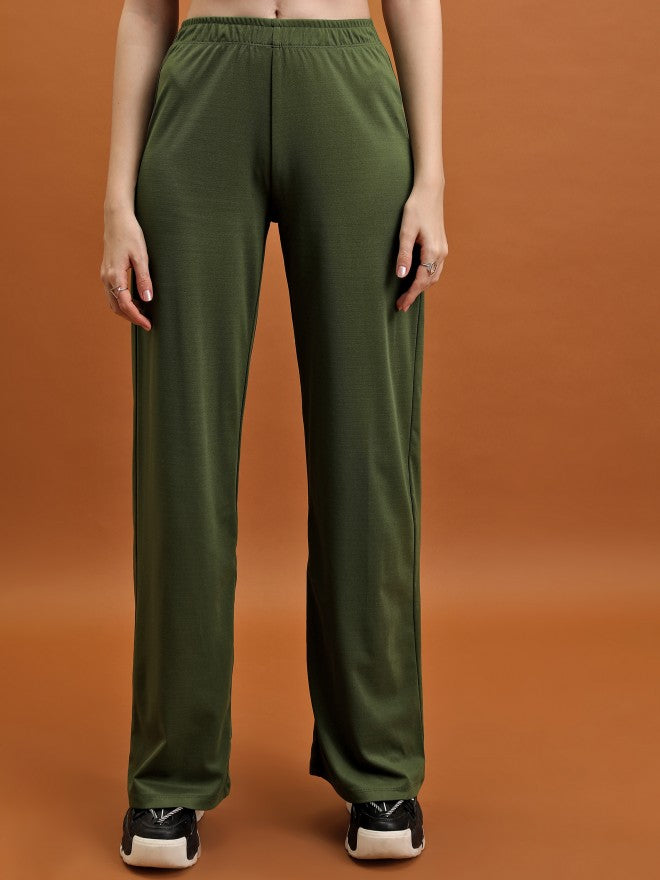 Tokyo Talkies Women Green/Black Sweatshirt With Trouser Co-Ords - Green - Image 7