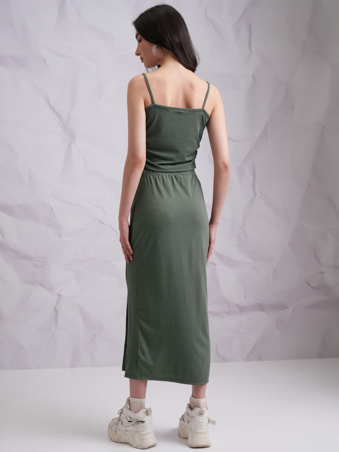 Tokyo Talkies Women Olive Top With Skirt - Olive - Image 3