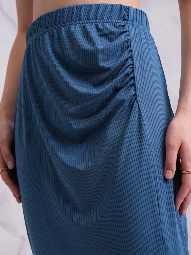 Tokyo Talkies Women Blue Top With Skirt Co-Ords - Blue - Image 6