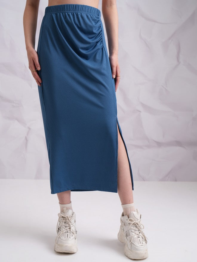 Tokyo Talkies Women Blue Top With Skirt Co-Ords - Blue - Image 7