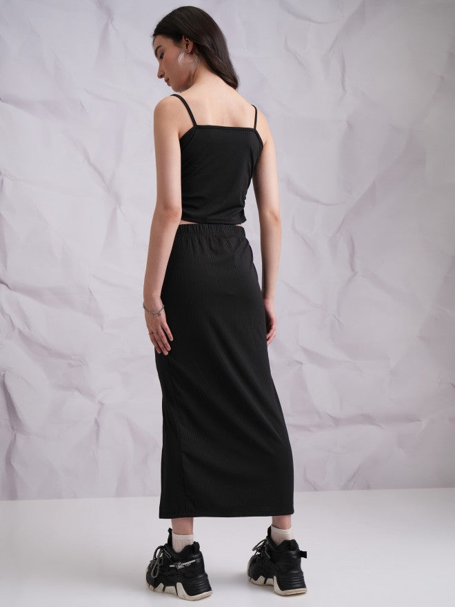 Tokyo Talkies Women Black Top With Skirt Co-Ords - Black - Image 3