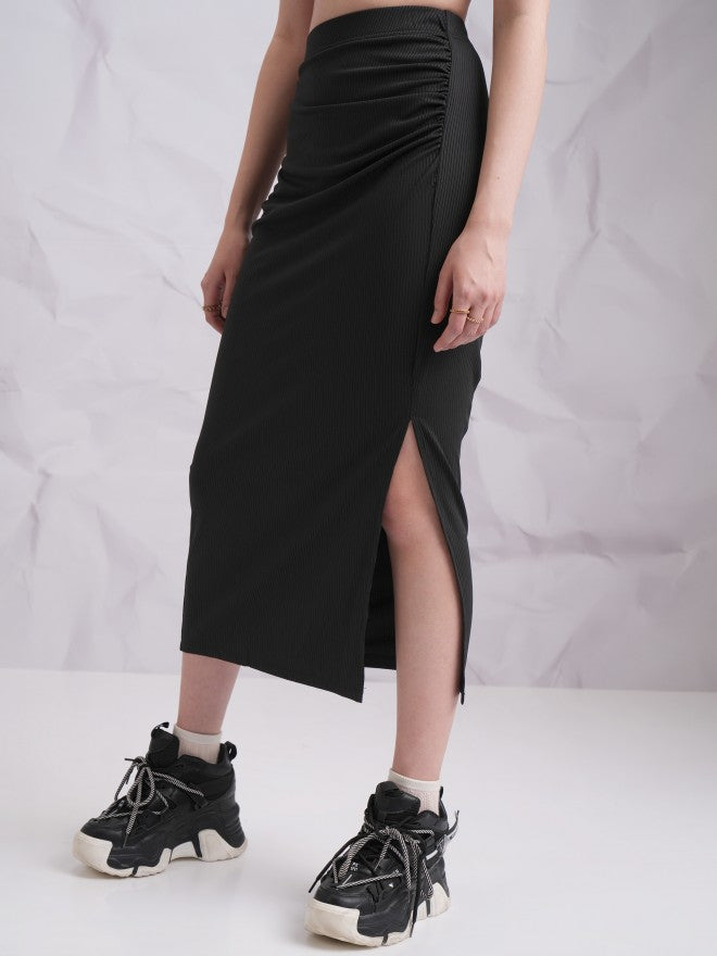 Tokyo Talkies Women Black Top With Skirt Co-Ords - Black - Image 7