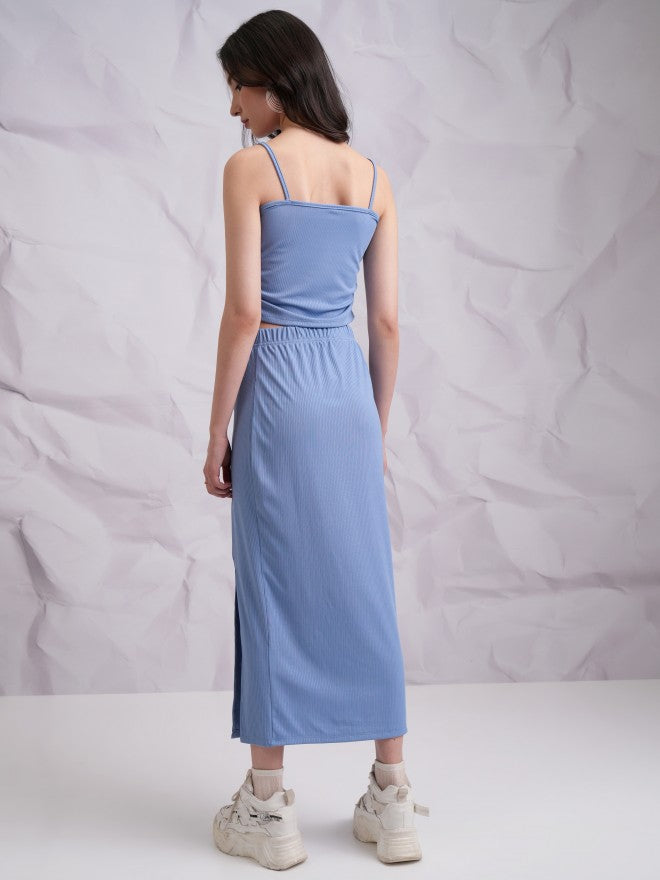 Tokyo Talkies Women Blue Top With Skirt Co-Ords - Blue - Image 3
