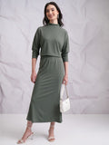 Tokyo Talkies Women Olive Top With Skirt - Olive - Image 1