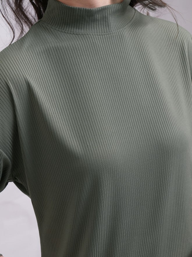 Tokyo Talkies Women Olive Top With Skirt - Olive - Image 5