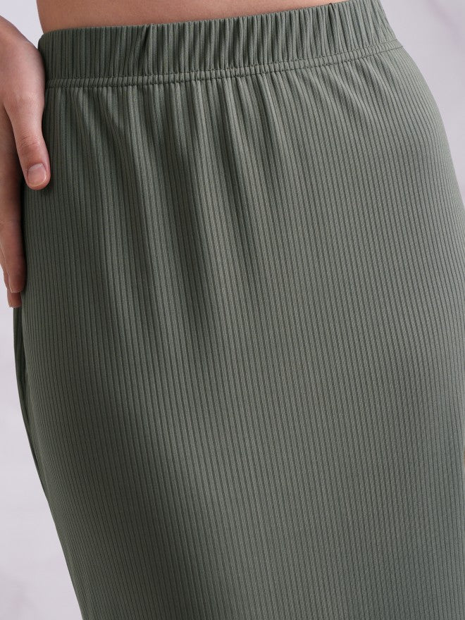 Tokyo Talkies Women Olive Top With Skirt - Olive - Image 6